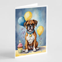 Load image into Gallery viewer, Boxer Happy Birthday Greeting Cards - Blank Note Cards – 8-Pack of Artist-Designed Cards with Envelopes