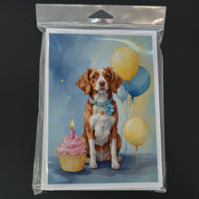 Load image into Gallery viewer, Brittany Spaniel Happy Birthday Greeting Cards - Blank Note Cards – 8-Pack of Artist-Designed Cards with Envelopes
