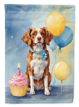 Load image into Gallery viewer, Brittany Spaniel Happy Birthday Garden Flag –Dog Birthday Cupcake Yard Decor with Balloons