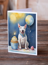 Load image into Gallery viewer, Bull Terrier Happy Birthday Greeting Cards - Blank Note Cards – 8-Pack of Artist-Designed Cards with Envelopes
