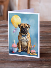 Load image into Gallery viewer, Bullmastiff Happy Birthday Greeting Cards - Blank Note Cards – 8-Pack of Artist-Designed Cards with Envelopes