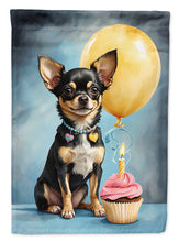 Load image into Gallery viewer, Black and Tan Chihuahua Happy Birthday House Flag
