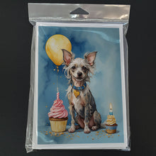 Load image into Gallery viewer, Chinese Crested Happy Birthday Greeting Cards - Blank Note Cards – 8-Pack of Artist-Designed Cards with Envelopes
