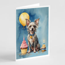 Load image into Gallery viewer, Chinese Crested Happy Birthday Greeting Cards - Blank Note Cards – 8-Pack of Artist-Designed Cards with Envelopes