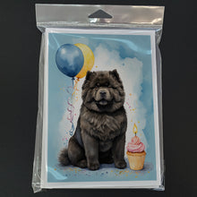 Load image into Gallery viewer, Black Chow Chow Happy Birthday Greeting Cards - Blank Note Cards – 8-Pack of Artist-Designed Cards with Envelopes
