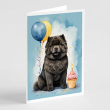 Load image into Gallery viewer, Black Chow Chow Happy Birthday Greeting Cards - Blank Note Cards – 8-Pack of Artist-Designed Cards with Envelopes