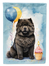 Load image into Gallery viewer, Black Chow Chow Happy Birthday Garden Flag –Dog Birthday Cupcake Yard Decor with Balloons