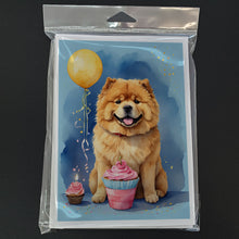 Load image into Gallery viewer, Chow Chow Happy Birthday Greeting Cards - Blank Note Cards – 8-Pack of Artist-Designed Cards with Envelopes