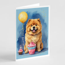 Load image into Gallery viewer, Chow Chow Happy Birthday Greeting Cards - Blank Note Cards – 8-Pack of Artist-Designed Cards with Envelopes