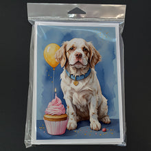 Load image into Gallery viewer, Clumber Spaniel Happy Birthday Greeting Cards - Blank Note Cards – 8-Pack of Artist-Designed Cards with Envelopes