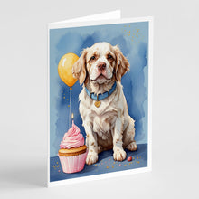 Load image into Gallery viewer, Clumber Spaniel Happy Birthday Greeting Cards - Blank Note Cards – 8-Pack of Artist-Designed Cards with Envelopes