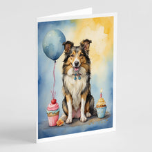 Load image into Gallery viewer, Collie Happy Birthday Greeting Cards - Blank Note Cards – 8-Pack of Artist-Designed Cards with Envelopes