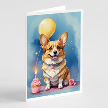 Load image into Gallery viewer, Corgi Happy Birthday Greeting Cards - Blank Note Cards – 8-Pack of Artist-Designed Cards with Envelopes