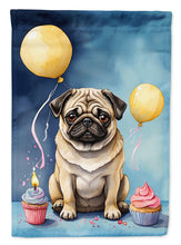Load image into Gallery viewer, Pug Happy Birthday Garden Flag –Dog Birthday Cupcake Yard Decor with Balloons