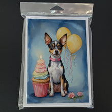 Load image into Gallery viewer, Rat Terrier Happy Birthday Greeting Cards - Blank Note Cards – 8-Pack of Artist-Designed Cards with Envelopes