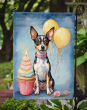 Load image into Gallery viewer, Rat Terrier Happy Birthday Garden Flag –Dog Birthday Cupcake Yard Decor with Balloons