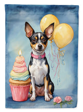 Load image into Gallery viewer, Rat Terrier Happy Birthday Garden Flag –Dog Birthday Cupcake Yard Decor with Balloons
