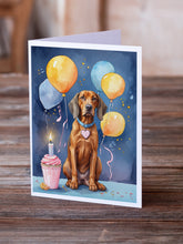 Load image into Gallery viewer, Redbone Coonhound Happy Birthday Greeting Cards - Blank Note Cards – 8-Pack of Artist-Designed Cards with Envelopes