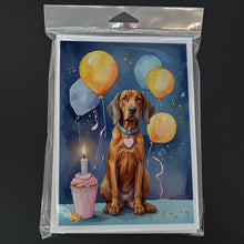 Load image into Gallery viewer, Redbone Coonhound Happy Birthday Greeting Cards - Blank Note Cards – 8-Pack of Artist-Designed Cards with Envelopes