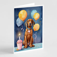 Load image into Gallery viewer, Redbone Coonhound Happy Birthday Greeting Cards - Blank Note Cards – 8-Pack of Artist-Designed Cards with Envelopes