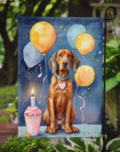 Load image into Gallery viewer, Redbone Coonhound Happy Birthday Garden Flag –Dog Birthday Cupcake Yard Decor with Balloons