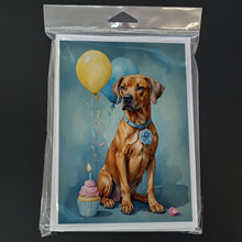 Load image into Gallery viewer, Rhodesian Ridgeback Happy Birthday Greeting Cards - Blank Note Cards – 8-Pack of Artist-Designed Cards with Envelopes