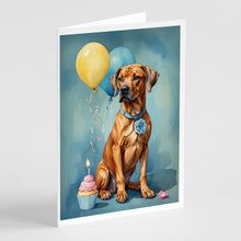 Load image into Gallery viewer, Rhodesian Ridgeback Happy Birthday Greeting Cards - Blank Note Cards – 8-Pack of Artist-Designed Cards with Envelopes