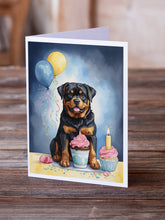 Load image into Gallery viewer, Rottweiler Happy Birthday Greeting Cards - Blank Note Cards – 8-Pack of Artist-Designed Cards with Envelopes