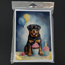 Load image into Gallery viewer, Rottweiler Happy Birthday Greeting Cards - Blank Note Cards – 8-Pack of Artist-Designed Cards with Envelopes