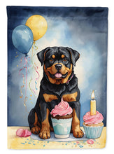Load image into Gallery viewer, Rottweiler Happy Birthday Garden Flag –Dog Birthday Cupcake Yard Decor with Balloons
