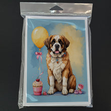 Load image into Gallery viewer, Saint Bernard Happy Birthday Greeting Cards - Blank Note Cards – 8-Pack of Artist-Designed Cards with Envelopes