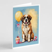 Load image into Gallery viewer, Saint Bernard Happy Birthday Greeting Cards - Blank Note Cards – 8-Pack of Artist-Designed Cards with Envelopes