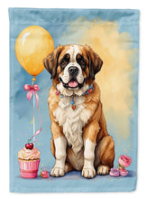 Load image into Gallery viewer, Saint Bernard Happy Birthday Garden Flag –Dog Birthday Cupcake Yard Decor with Balloons