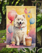 Load image into Gallery viewer, Samoyed Happy Birthday Garden Flag –Dog Birthday Cupcake Yard Decor with Balloons