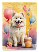 Load image into Gallery viewer, Samoyed Happy Birthday Garden Flag –Dog Birthday Cupcake Yard Decor with Balloons