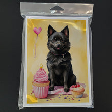 Load image into Gallery viewer, Schipperke Happy Birthday Greeting Cards - Blank Note Cards – 8-Pack of Artist-Designed Cards with Envelopes