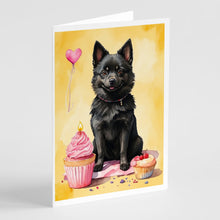 Load image into Gallery viewer, Schipperke Happy Birthday Greeting Cards - Blank Note Cards – 8-Pack of Artist-Designed Cards with Envelopes