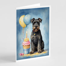 Load image into Gallery viewer, Schnauzer Happy Birthday Greeting Cards - Blank Note Cards – 8-Pack of Artist-Designed Cards with Envelopes