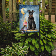 Load image into Gallery viewer, Schnauzer Happy Birthday Garden Flag –Dog Birthday Cupcake Yard Decor with Balloons