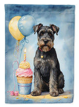 Load image into Gallery viewer, Schnauzer Happy Birthday Garden Flag –Dog Birthday Cupcake Yard Decor with Balloons