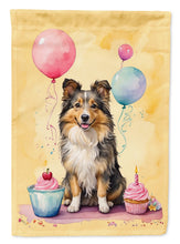 Load image into Gallery viewer, Sheltie Happy Birthday Garden Flag –Dog Birthday Cupcake Yard Decor with Balloons