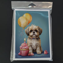 Load image into Gallery viewer, Shih Tzu Happy Birthday Greeting Cards - Blank Note Cards – 8-Pack of Artist-Designed Cards with Envelopes