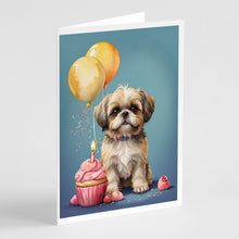 Load image into Gallery viewer, Shih Tzu Happy Birthday Greeting Cards - Blank Note Cards – 8-Pack of Artist-Designed Cards with Envelopes
