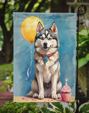 Load image into Gallery viewer, Siberian Husky Happy Birthday Garden Flag –Dog Birthday Cupcake Yard Decor with Balloons