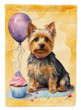 Load image into Gallery viewer, Silky Terrier Happy Birthday Garden Flag –Dog Birthday Cupcake Yard Decor with Balloons