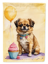 Load image into Gallery viewer, Tibetan Spaniel Happy Birthday Garden Flag –Dog Birthday Cupcake Yard Decor with Balloons