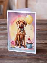 Load image into Gallery viewer, Vizsla Happy Birthday Greeting Cards - Blank Note Cards – 8-Pack of Artist-Designed Cards with Envelopes