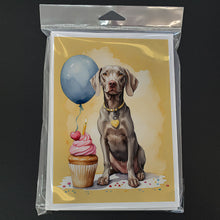 Load image into Gallery viewer, Weimaraner Happy Birthday Greeting Cards - Blank Note Cards – 8-Pack of Artist-Designed Cards with Envelopes