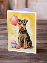 Load image into Gallery viewer, Welsh Terrier Happy Birthday Greeting Cards - Blank Note Cards – 8-Pack of Artist-Designed Cards with Envelopes