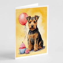 Load image into Gallery viewer, Welsh Terrier Happy Birthday Greeting Cards - Blank Note Cards – 8-Pack of Artist-Designed Cards with Envelopes